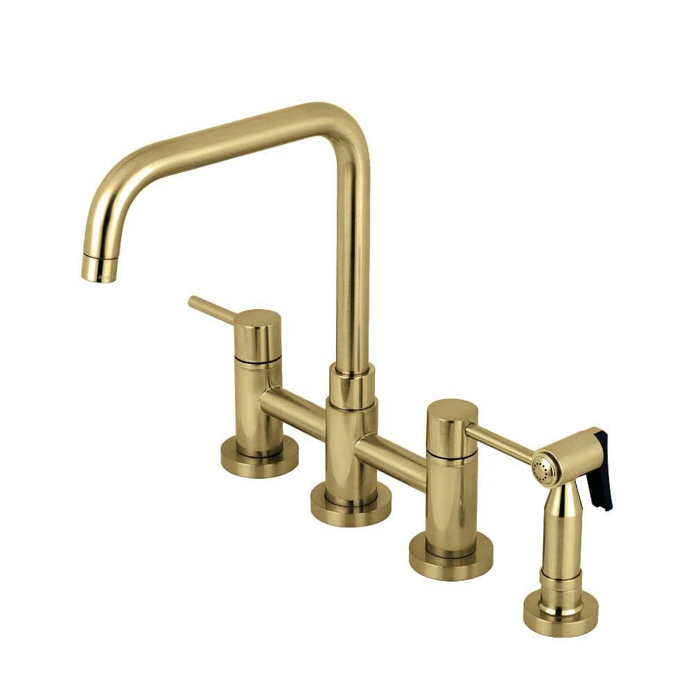 Gonzalo Two-Handle Bridge Kitchen Faucet with Brass Sprayer