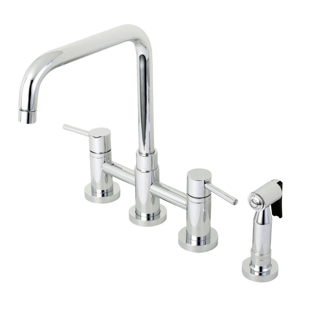 Gonzalo Two-Handle Bridge Kitchen Faucet with Brass Sprayer