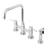 Gonzalo Two-Handle Bridge Kitchen Faucet with Brass Sprayer