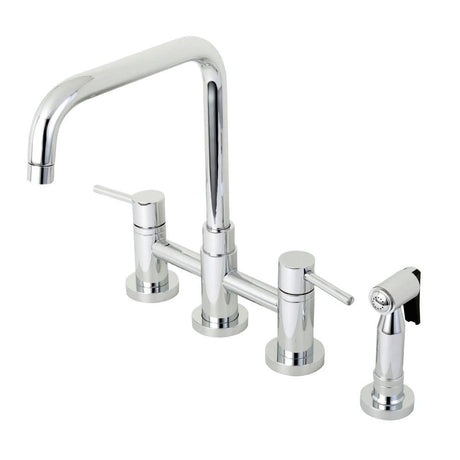 Gonzalo Two-Handle Bridge Kitchen Faucet with Brass Sprayer