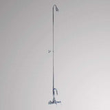 Gooseneck Leg Tub Diverter Faucet with Porcelain Handles, Riser and Shower Head