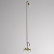 Gooseneck Leg Tub Diverter Faucet with Porcelain Handles, Riser and Shower Head