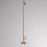Gooseneck Leg Tub Diverter Faucet with Porcelain Handles, Riser and Shower Head