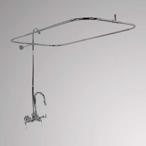 Gooseneck Leg Tub Diverter Faucet with Shower Rod and Riser