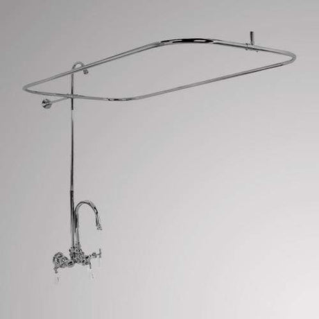 Gooseneck Leg Tub Diverter Faucet with Shower Rod and Riser
