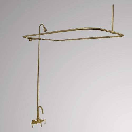 Gooseneck Leg Tub Diverter Faucet with Shower Rod and Riser