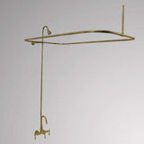 Gooseneck Leg Tub Diverter Faucet with Shower Rod and Riser