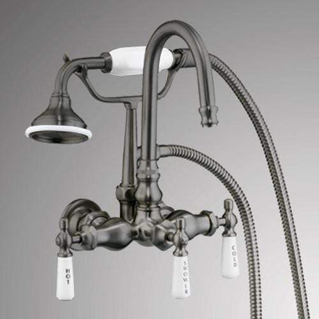 Gooseneck Leg Tub Wall-Mount Diverter Faucet with Hand Shower