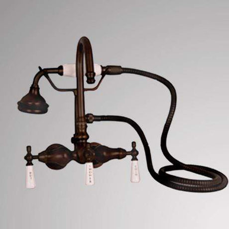 Gooseneck Leg Tub Wall-Mount Diverter Faucet with Hand Shower