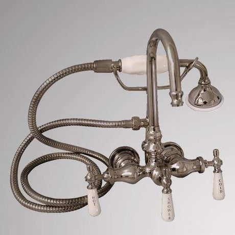 Gooseneck Leg Tub Wall-Mount Diverter Faucet with Hand Shower