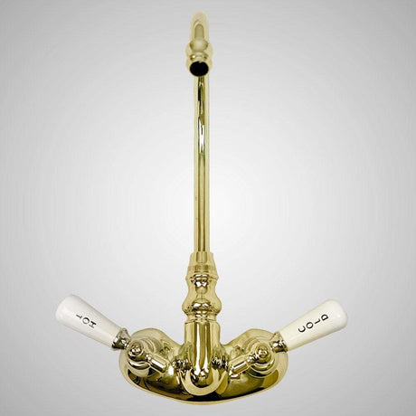 Gooseneck Tub Faucet with Porcelain Lever Handles