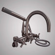 Gooseneck Wall-Mount Tub Faucet with Modern Hand Shower and Modern Cross Handles
