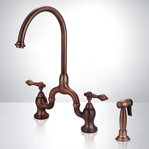Grimstad Bridge Kitchen Faucet with Brass Sprayer