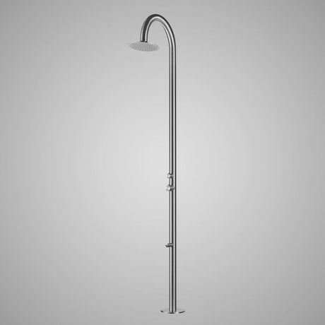 Hart Freestanding Stainless Steel Outdoor Shower with Foot Shower - Brushed Finish