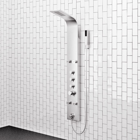 Helma Pressure Balance Stainless Steel Shower Panel with Hand Shower