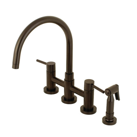 Hugo Two-Handle Bridge Kitchen Faucet with Brass Side Sprayer