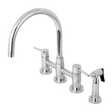 Hugo Two-Handle Bridge Kitchen Faucet with Brass Side Sprayer