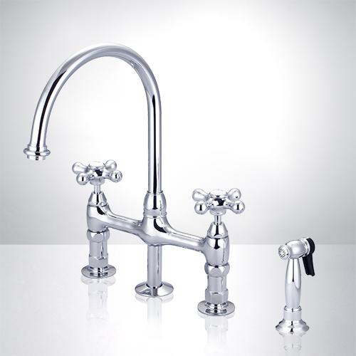 Hulsig Bridge Kitchen Faucet with Brass Sprayer
