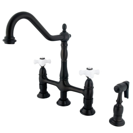 Jacinda Bridge Kitchen Faucet with Brass Sprayer