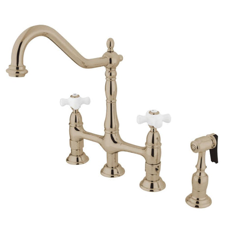 Jacinda Bridge Kitchen Faucet with Brass Sprayer
