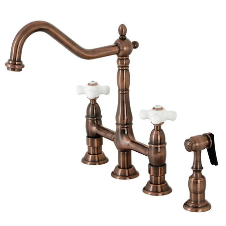 Jacinda Bridge Kitchen Faucet with Brass Sprayer