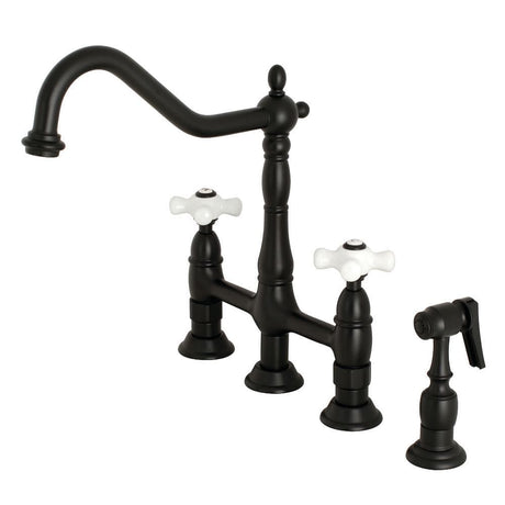 Jacinda Bridge Kitchen Faucet with Brass Sprayer