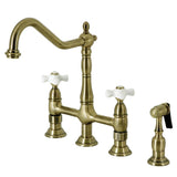 Jacinda Bridge Kitchen Faucet with Brass Sprayer