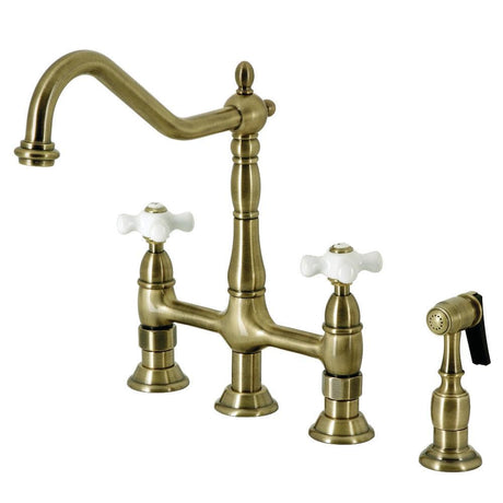 Jacinda Bridge Kitchen Faucet with Brass Sprayer