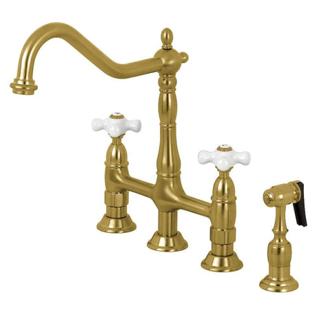 Jacinda Bridge Kitchen Faucet with Brass Sprayer