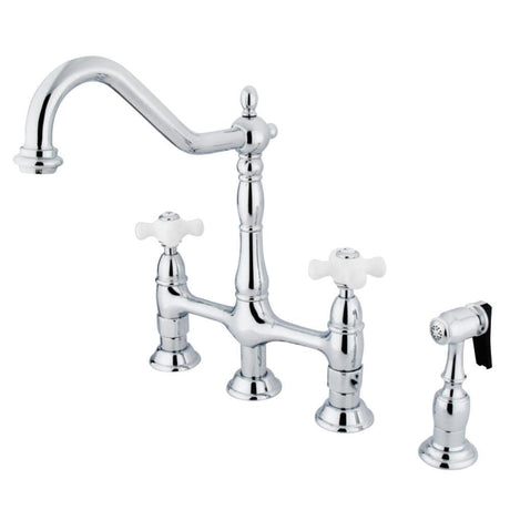 Jacinda Bridge Kitchen Faucet with Brass Sprayer