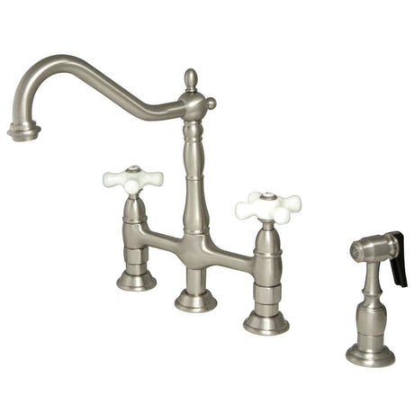 Jacinda Bridge Kitchen Faucet with Brass Sprayer