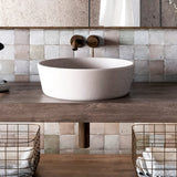 Jazerp Round Cast Concrete Vessel Sink - White