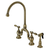 Jeken Bridge Kitchen Faucet with Brass Sprayer