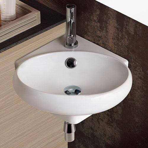 Junet Vitreous China Corner Wall-Mount Bathroom Sink