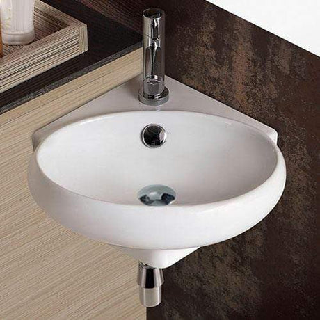 Junet Vitreous China Corner Wall-Mount Bathroom Sink