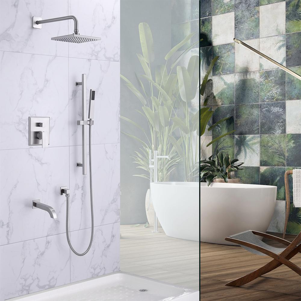 Kenton Pressure Balance Shower System with Shower Head, Hand Shower and Tub Spout