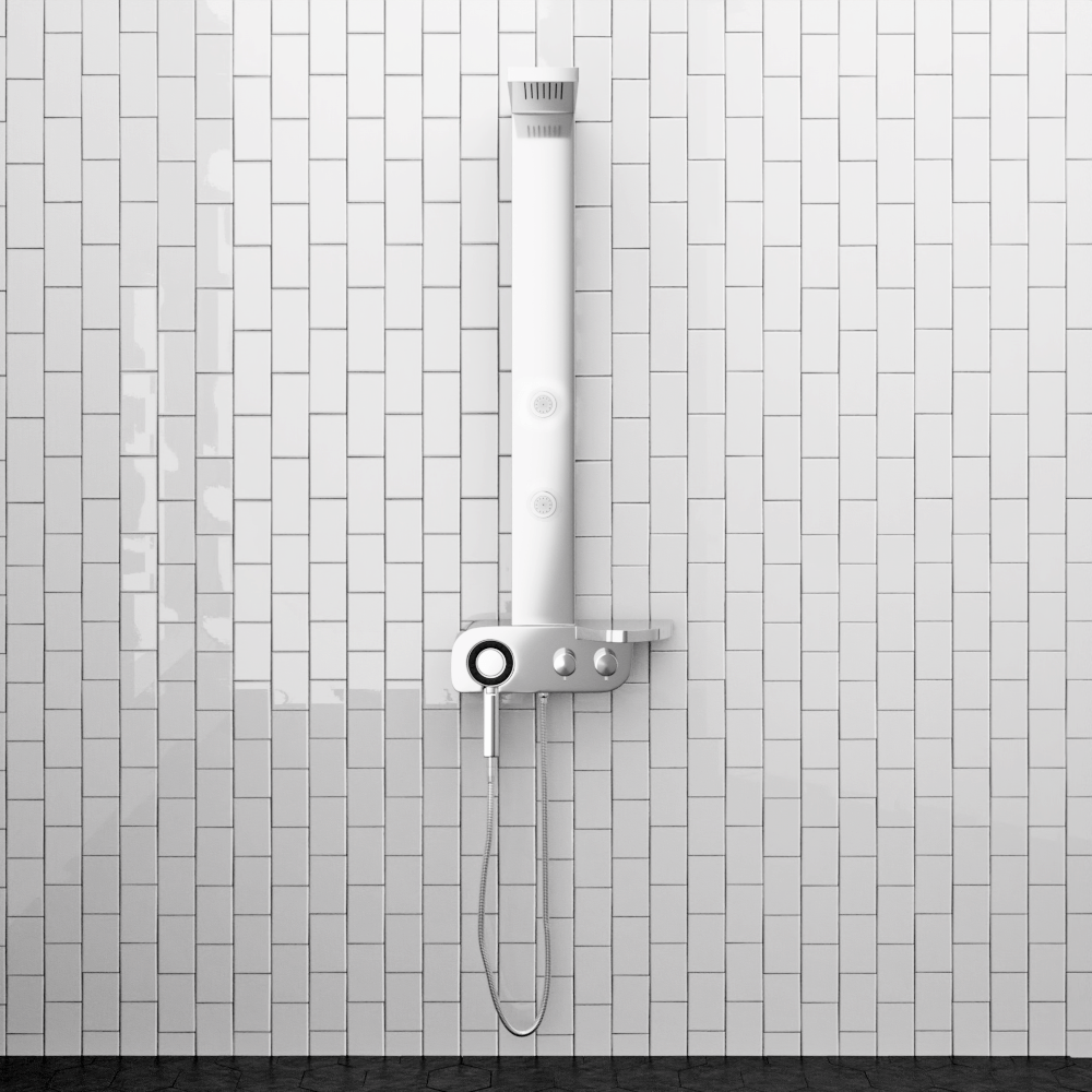 Kiden Pressure Balance Stainless Steel Shower Panel with Hand Shower - Polished Finish