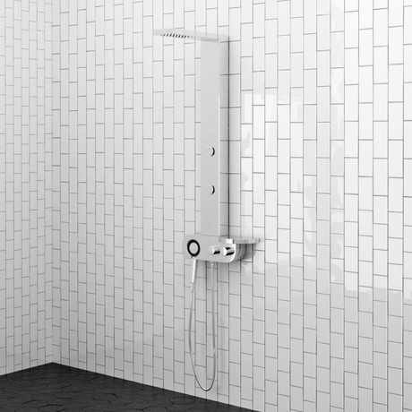 Kiden Pressure Balance Stainless Steel Shower Panel with Hand Shower - Polished Finish