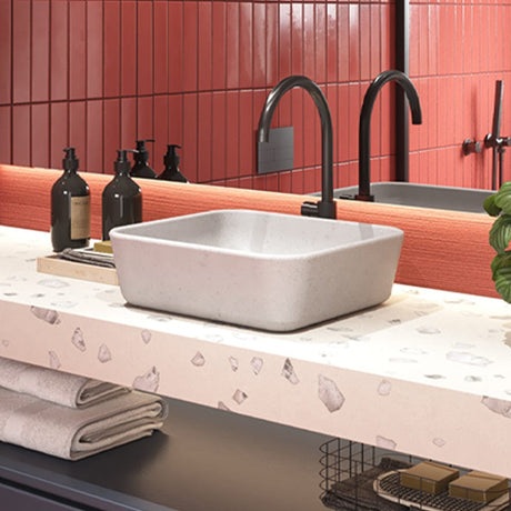 Lanton Square Cast Concrete Vessel Sink - Light Grey