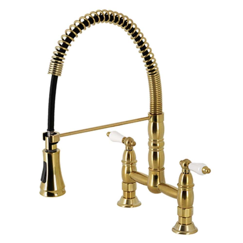 Manuel Two-Handle Deck-Mount Pull-Down Sprayer Kitchen Faucet
