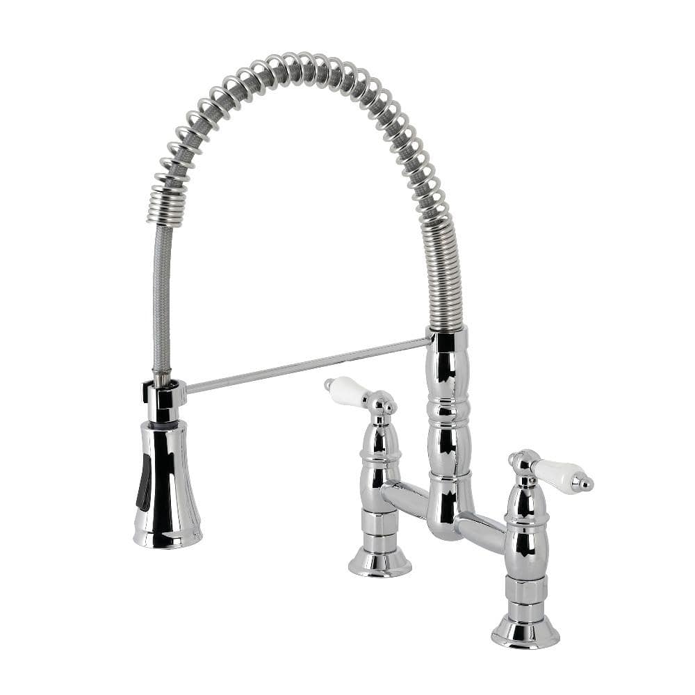 Manuel Two-Handle Deck-Mount Pull-Down Sprayer Kitchen Faucet