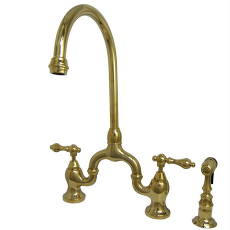 Marmen Bridge Kitchen Faucet with Brass Sprayer