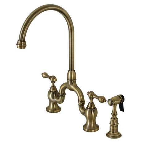 Marmen Bridge Kitchen Faucet with Brass Sprayer
