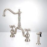 Odda Bridge Kitchen Faucet with Brass Sprayer