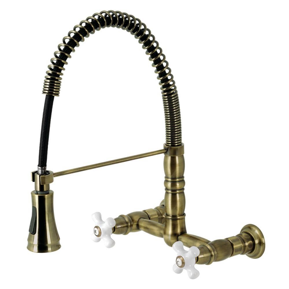 Pablo Two-Handle Wall-Mount Pull-Down Sprayer Kitchen Faucet