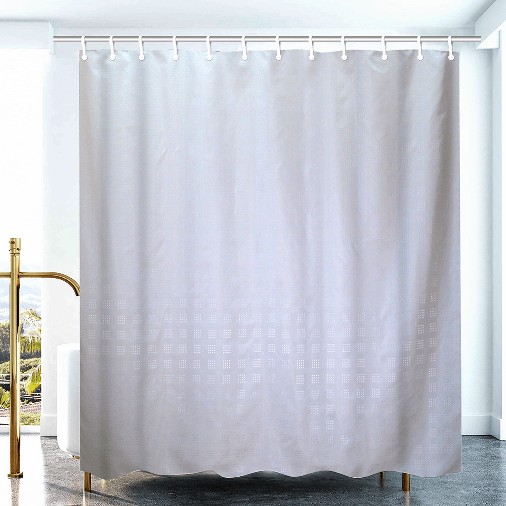 Polyester Grid Shower Curtain - White