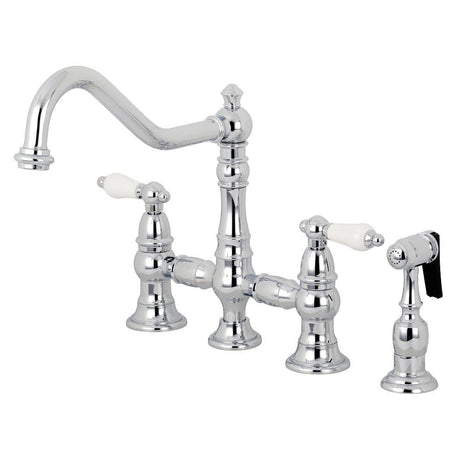 Quaper Bridge Kitchen Faucet with Brass Sprayer