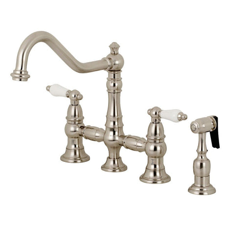 Quaper Bridge Kitchen Faucet with Brass Sprayer
