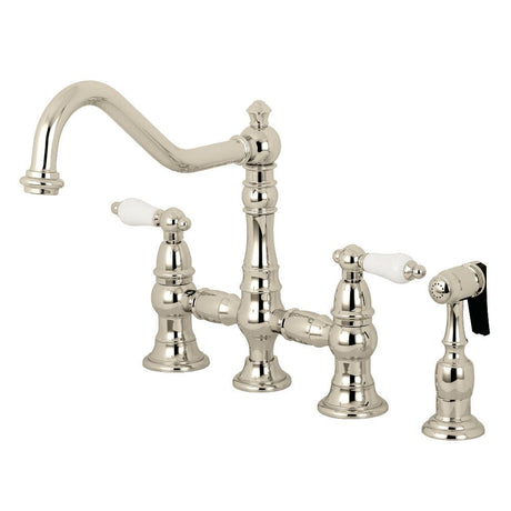 Quaper Bridge Kitchen Faucet with Brass Sprayer