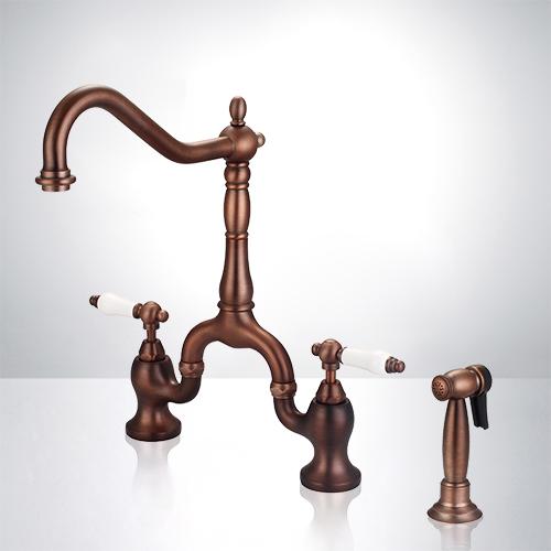 Randers Bridge Kitchen Faucet with Brass Sprayer